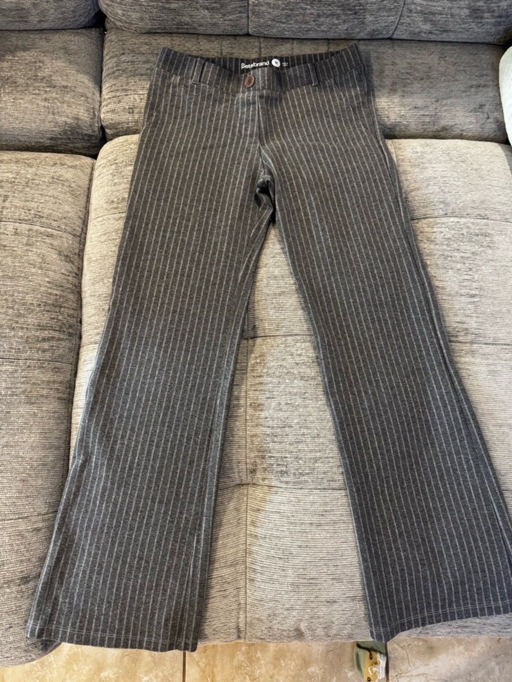 Betabrand Gray Pinstripe Trousers